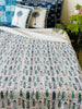 Cotton Kantha Quilt/ Bedspread/ Coverlet/Throw - Blue Fish Tropical Hand stitched Kantha Quilt