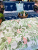 Cotton Kantha Quilt/Bedspread/Coverlet/Throw - Tropical Flamingo and leaves Hand stitched Kantha