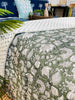 Cotton Bedcover/Bedspread/Quilt - Sage Floral Hand block printed Bedcover