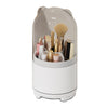 360° Rotating Makeup Brush Bucket Transparent Dust-proof Cosmetic Storage Box(White)