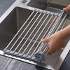 Kitchen Roll-Up Dish Drying Rack Foldable Drainer Over Sink 304-Stainless Steel(Small:47*24cm)