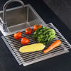 Kitchen Roll-Up Dish Drying Rack Foldable Drainer Over Sink 304-Stainless Steel(Large:47*37cm)