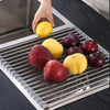 Kitchen Roll-Up Dish Drying Rack Foldable Drainer Over Sink 304-Stainless Steel(Large:47*37cm)