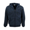 Men's Thick Zip Up Hooded Hoodie w Winter Sherpa Fur Jumper Coat Jacket Sweater, Navy, 6XL