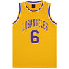 New Men's Basketball Jersey Sports T Shirt Tee Vest Tops Gym Chicago Los Angeles, Yellow - Los Angeles 6, S