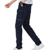 Men's Cotton Drill Cargo Work Pants UPF 50+ 13 Pockets Tradies Workwear Trousers, Navy, 36