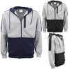 Men's Adult Full Zip Hoodie Jumper Active Two-Tone Jacket Coat Sports Zip Pocket, Navy, M