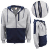 Men's Adult Full Zip Hoodie Jumper Active Two-Tone Jacket Coat Sports Zip Pocket, Navy, XL