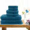 7pc light weight soft cotton bath towel set teal