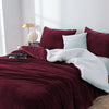 2 in 1 teddy sherpa duvet cover set and blanket king aubergine