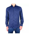 Solid Blue Satin Shirt 39 IT Men