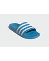 Blue/White Adidas Slides with Cloudfoam Cushioning - 9 US