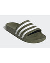 Green Adidas Slides with Signature Stripes - 5 US