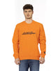 Front Print Crewneck Sweatshirt with Logo Sleeve Insert L Men