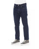 Logo Button Regular Man Jeans with Tricolor Insert and Contrast Stitching W42 US Men