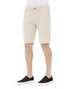 Solid Color Bermuda Shorts with Front Zipper and Button Closure. W46 US Men