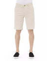 Solid Color Bermuda Shorts with Front Zipper and Button Closure. W48 US Men