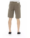 Solid Color Bermuda Shorts with Front Zipper and Button Closure W50 US Men