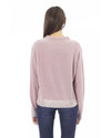 Ribbed Crew Neck Sweater with Long Sleeves and Metal Monogram Detail M Women