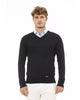 Metal Monogram V-Neck Sweater with Ribbed Details 54 IT Men