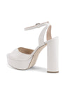 Platform Ankle-Strap Sandals - High-Heeled Leather Shoes - 38 EU