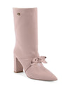 Pointed Toe Bow Short Boot with Gold Logo Detail - 37 EU