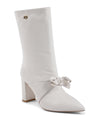 Pointed Toe Bow Boot with Gold Logo Detail - 37 EU