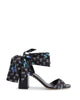 Silk Printed Heeled Sandal - 36 EU