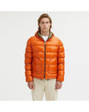 Reversible Goose Down Padded Jacket with Front Zip Closure M Men