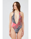 Patterned Body Swimsuit with Wide Neckline M Women