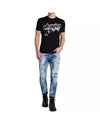 Black Graphic Print Cotton T-Shirt S Men