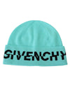 GIVENCHY Beanie Hat with Aquamarine Green Logo One Size Men