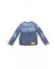 Round Neckline Denim Jacket with Metal Buttons and Contrast Stitching L Women