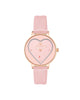 Rose Gold Rhinestone Fashion Watch with Leatherette Strap One Size Women