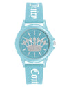 Blue Analog Fashion Watch with Rhine Stone Facing and Pin Buckle Closure One Size Women