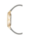 Gold Fashion Watch with Rhine Stone Facing and Leatherette Wristband One Size Women