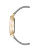 Gold Fashion Watch with Rhine Stone Facing and Leatherette Wristband One Size Women