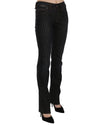 Mid Waist Slim Fit Corduroy Jeans with Logo Details W25 US Women