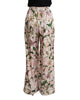 Brand New Dolce &amp; Gabbana Wide Leg Pants with Lilies Print 44 IT Women