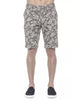 Patterned Fabric Bermuda Shorts with Hook and Zip Closure W52 US Men