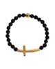 NIALAYA Gold Plated Sterling Silver Bracelet with Agate Stone and CZ Diamond Cross M Women