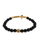 NIALAYA Gold Plated Sterling Silver Bracelet with Agate Stone and CZ Diamond Cross M Women