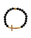 Authentic NIALAYA Bracelet with Matte Onyx Beads and CZ Diamond Cross S Women