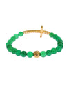 NIALAYA Green Jade Bead Bracelet with CZ Diamond Cross S Women