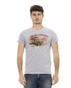 Short Sleeve Round Neck T-shirt with Front Print L Men