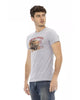 Short Sleeve Round Neck T-shirt with Front Print L Men