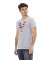 Short Sleeve Round Neck T-shirt with Front Print L Men