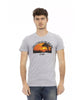 Short Sleeve T-shirt with Round Neck and Front Print L Men