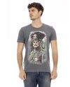 Short Sleeve T-shirt with Round Neck and Front Print L Men