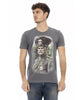 Short Sleeve T-shirt with Round Neck and Front Print L Men